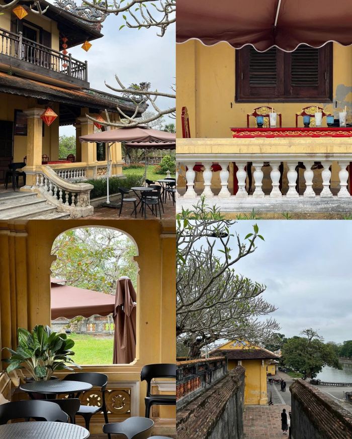 quán cafe phong cách cung đình ở Huế Tứ Phương Vô Sự Lâu