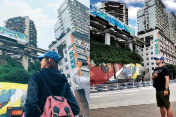 Độc đáo đoàn tàu đi xuyên qua chung cư ở Trùng Khánh, Trung Quốc