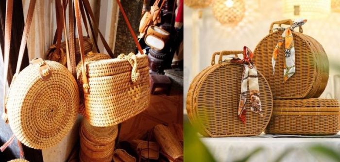 Vẻ độc lạ của những chiếc giỏ đan từ mây được mua ở Campuchia