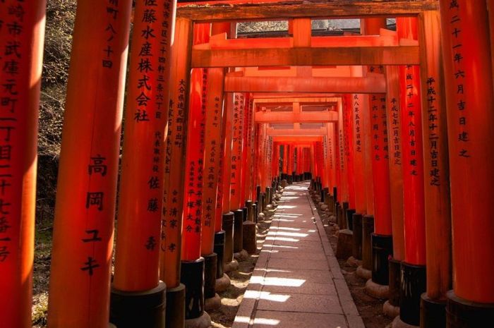 Cổng đến Fushimi Inari Taisha đỏ rực hơn 10.000 cái Torii (Nguồn: Mia.vn)